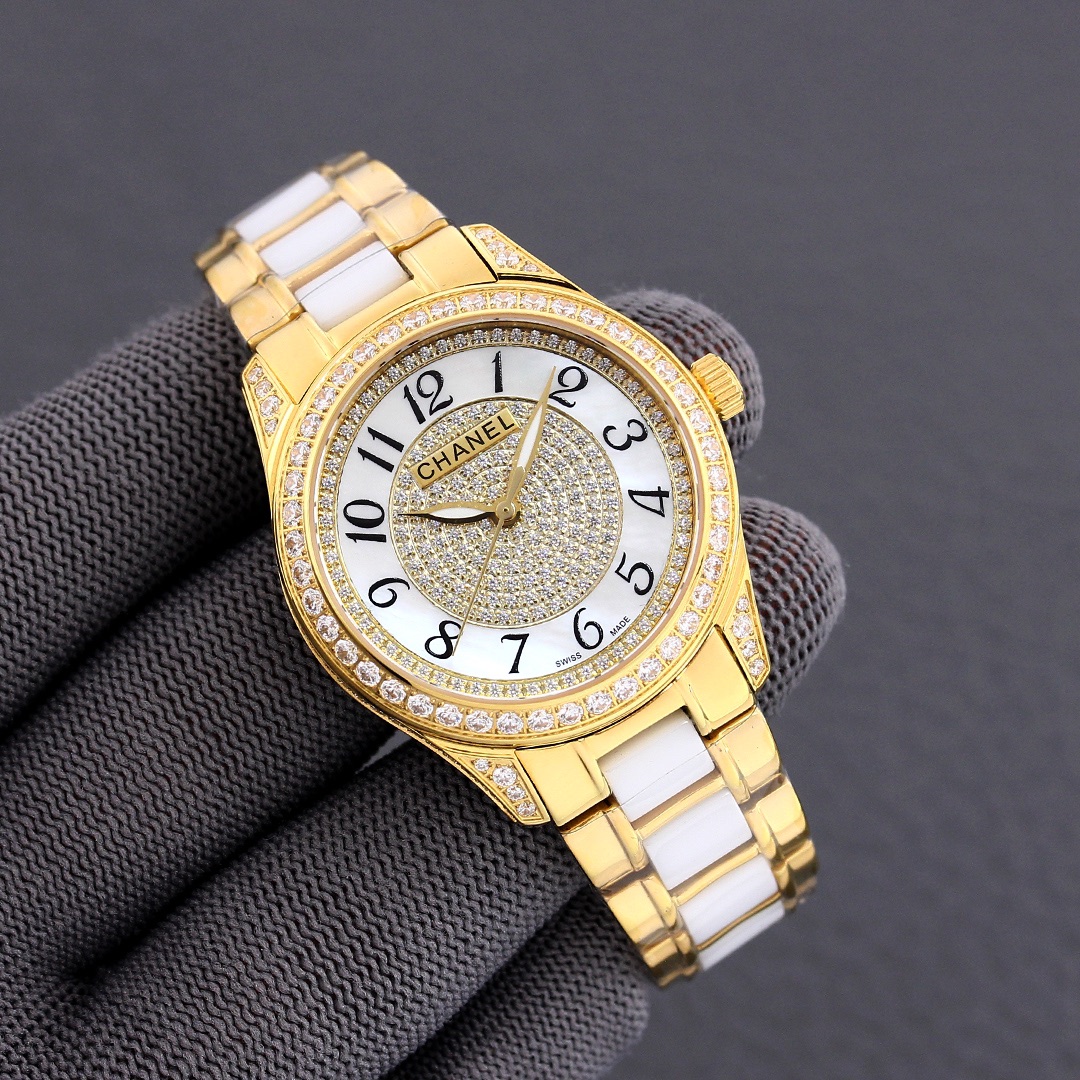 CHANELコピー腕時計 優雅 レディース専用 薄いワッチ プレゼント 新商品 2色 ゴールド_1