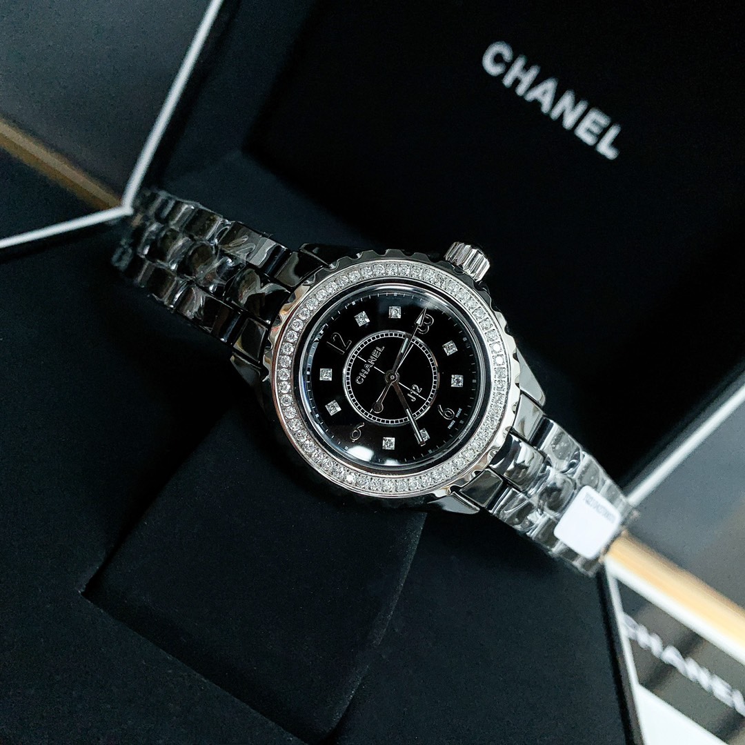 CHANELシャネルの腕時計コピー 優雅 レディース専用 薄いワッチ プレゼント 新商品 ダイヤモンド ブラック_4