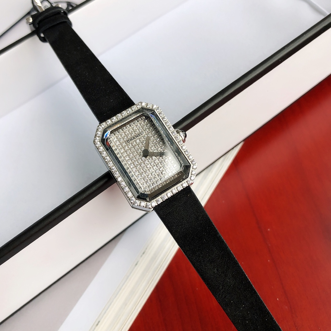 CHANELシャネル公式時計n級品 優雅 レディース専用 薄いワッチ プレゼント レザー 角形 ブラック_1