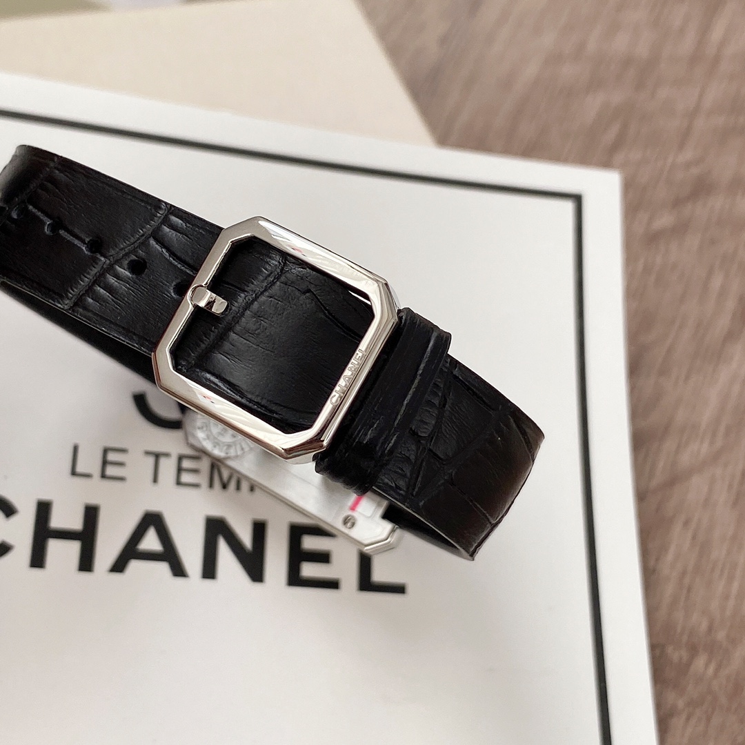 CHANEL高級腕時計 スケルトン激安通販 優雅 レディース専用 薄いワッチ プレゼント レザー 角形 ブラック_6