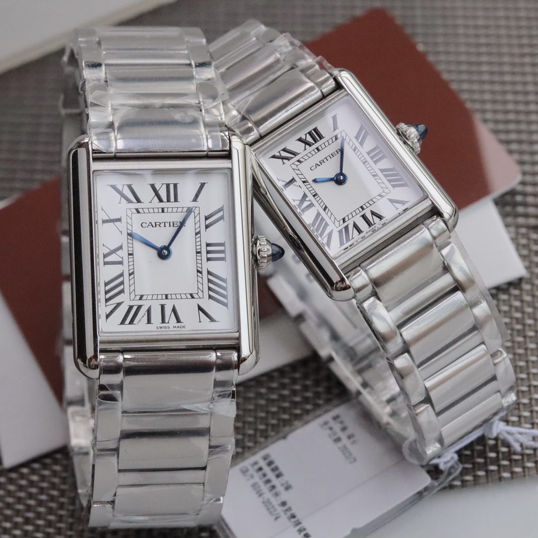 CARTIERカルティエ 腕時計 イメージ激安通販 フランス 薄いワッチ レザー 四角い時計 スチールバンド _2