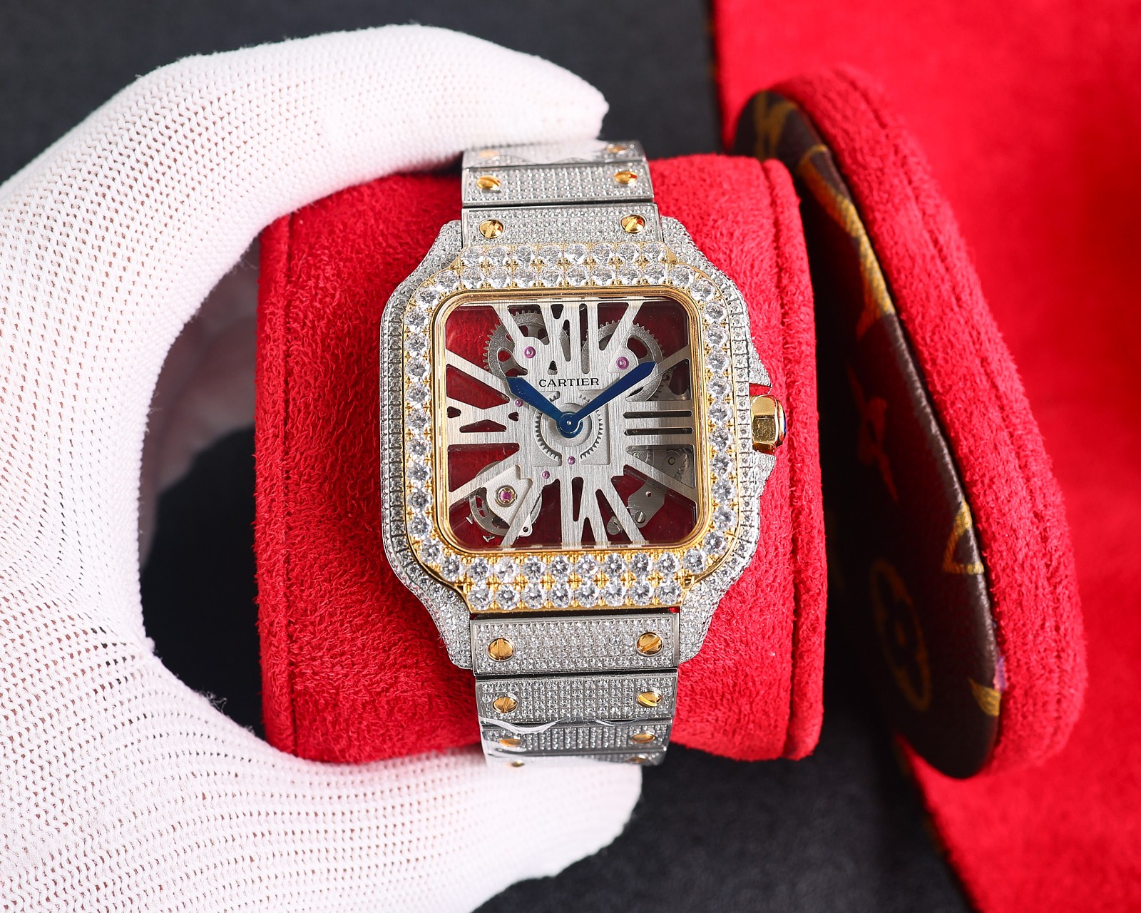 CARTIERカルティエ 腕時計 似てるスーパーコピー フランス 薄いワッチ レザー 四角い時計 スチールバンド_1