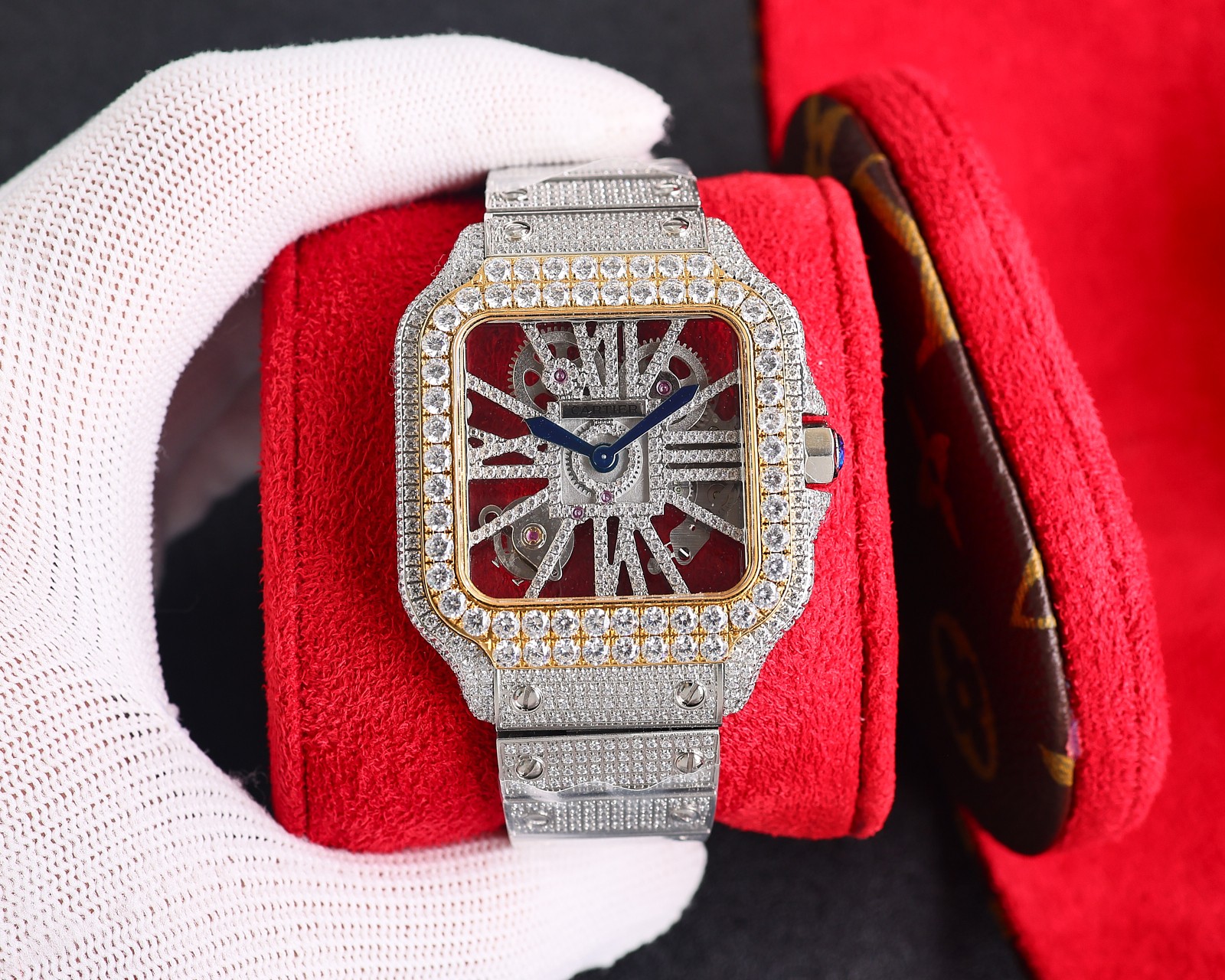 CARTIERカルティエ 腕時計 似てるスーパーコピー フランス 薄いワッチ レザー 四角い時計 スチールバンド_2