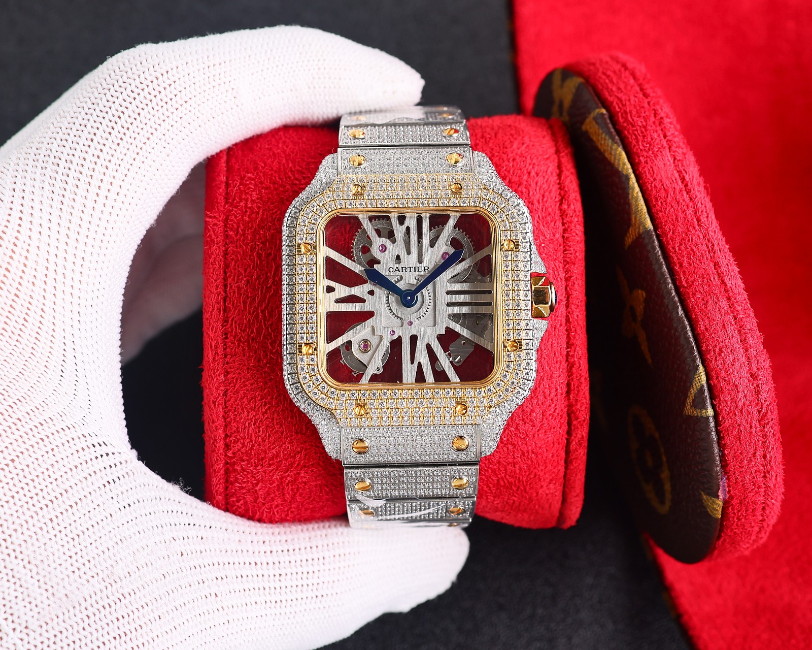 CARTIERカルティエ 腕時計 似てるスーパーコピー フランス 薄いワッチ レザー 四角い時計 スチールバンド_3