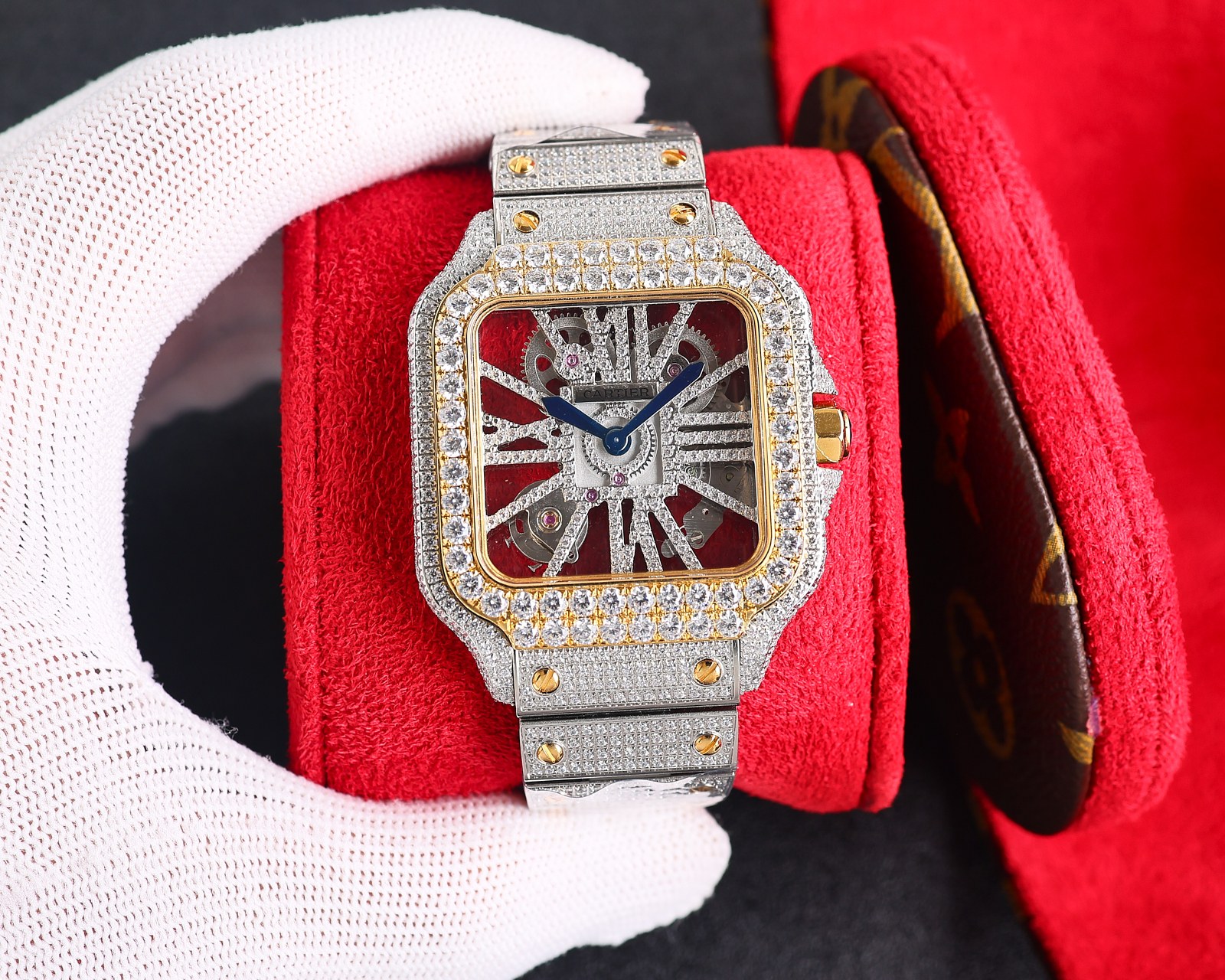 CARTIERカルティエ 腕時計 似てるスーパーコピー フランス 薄いワッチ レザー 四角い時計 スチールバンド_4