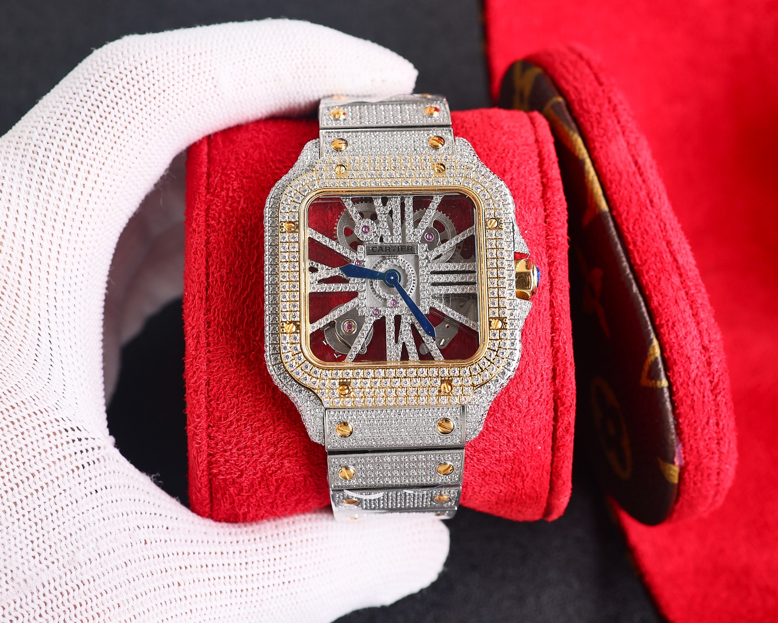 CARTIERカルティエ 腕時計 似てるスーパーコピー フランス 薄いワッチ レザー 四角い時計 スチールバンド_5