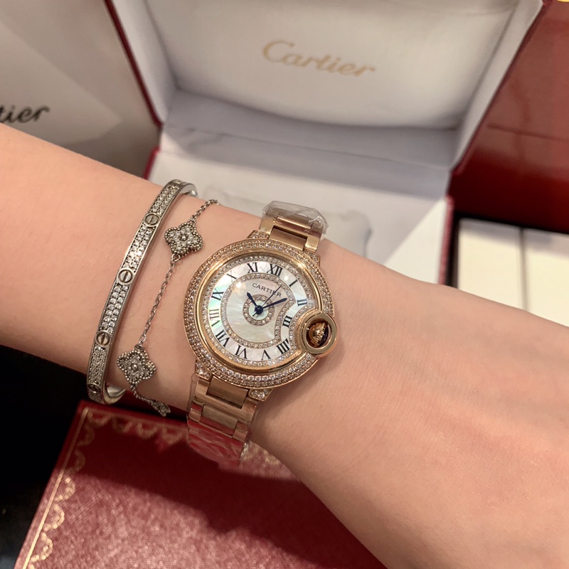 CARTIERカルティエ 腕時計 評価偽物 フランス 薄い腕時計 レザー レディース 新品 最新限定品 ゴールド_6