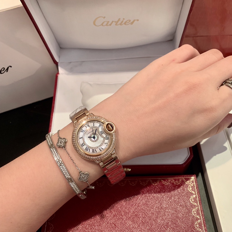 CARTIERカルティエ 腕時計 評価偽物 フランス 薄い腕時計 レザー レディース 新品 最新限定品 ゴールド_7