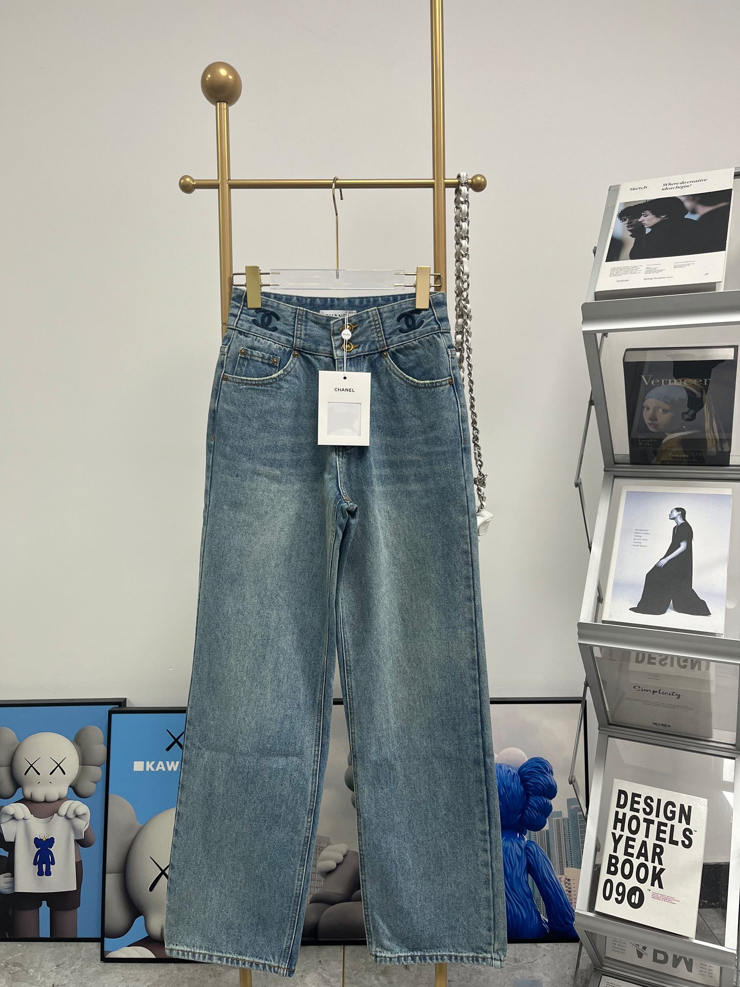 シャネルズボンn級品 パンツ 春秋服 ファッション 柔らかい  ストレート ジーンズ ブルー_1