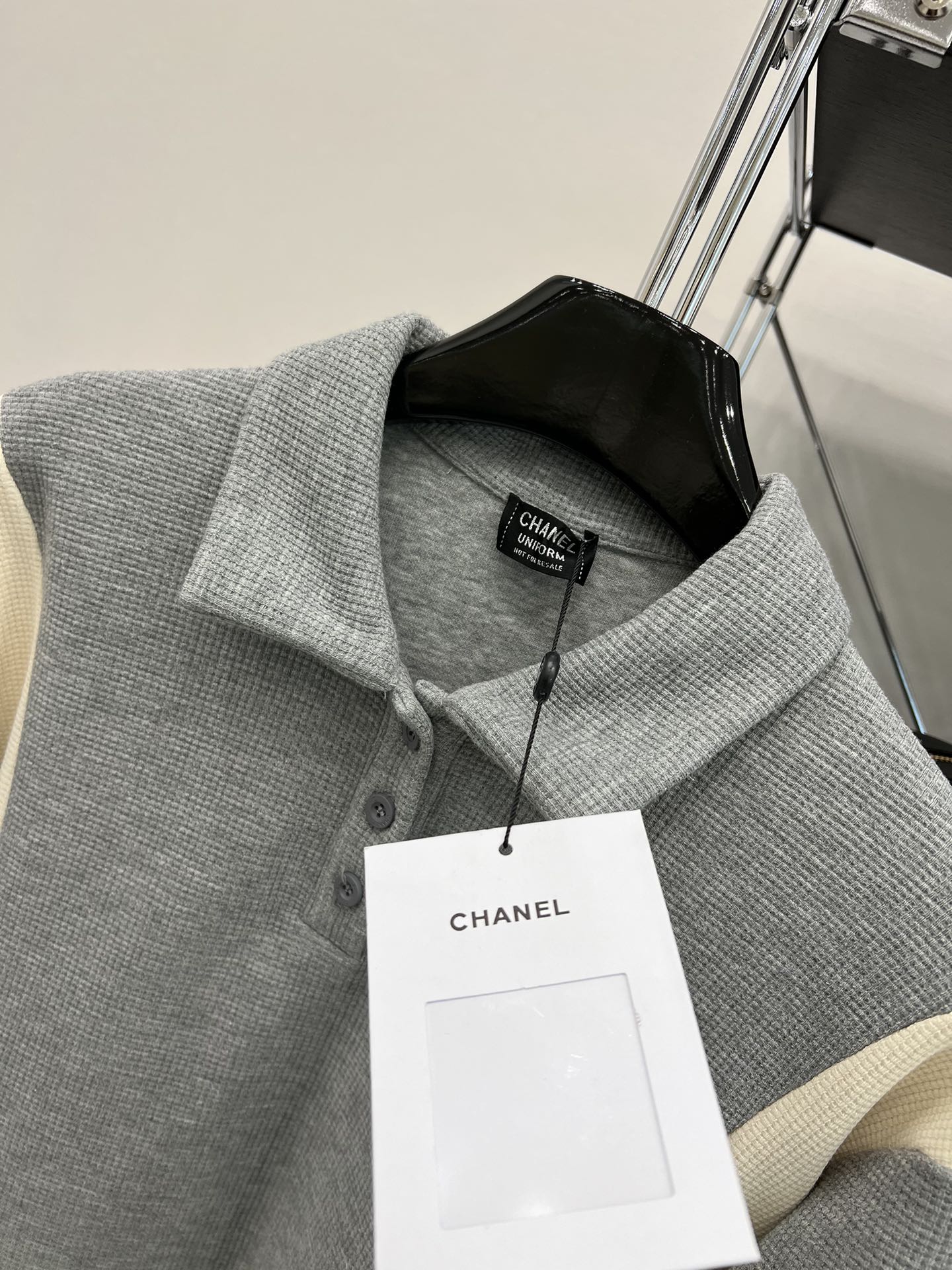 chanel シャネル 本物と偽物の見分け方 POLOシャツ 快適 柔らかい 純綿 長袖 グレイ  _5