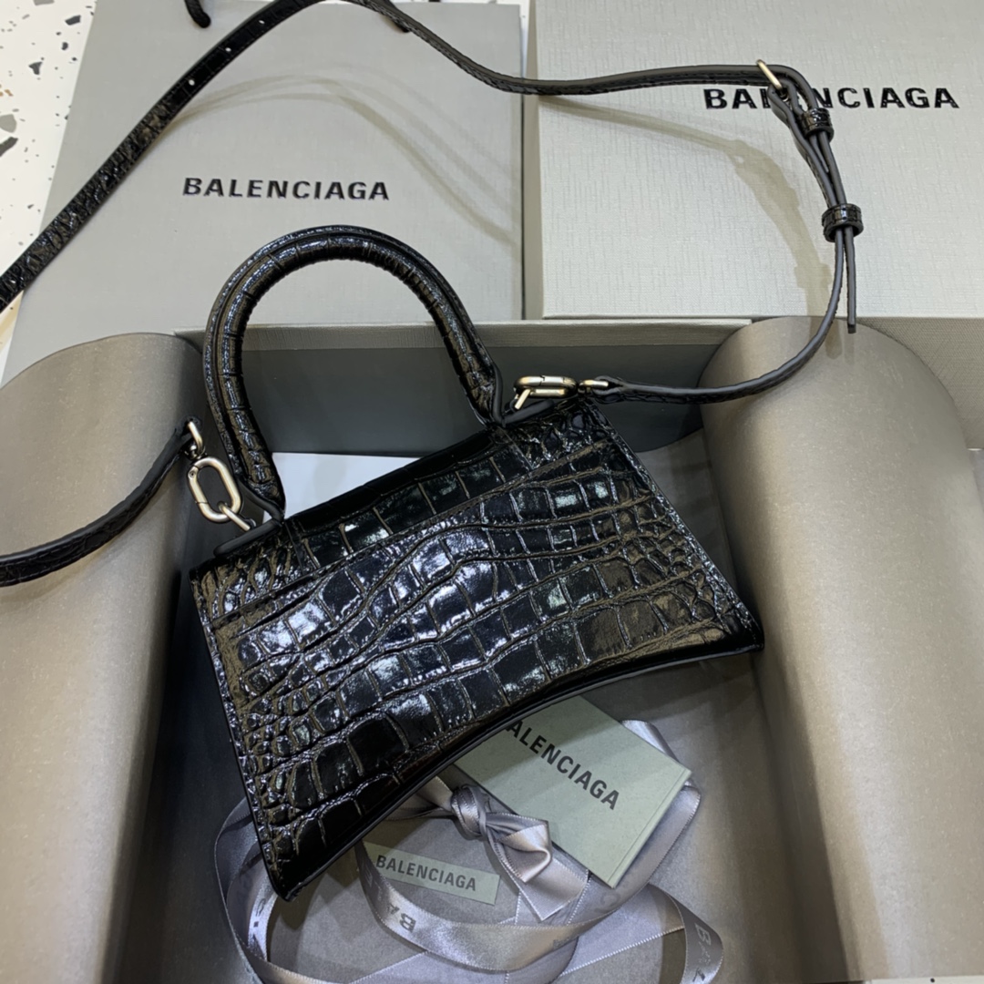 バレンシアガバッグ 色落ち偽物 BALENCIAGA レディースワニバッグ ミニ ブラック_1