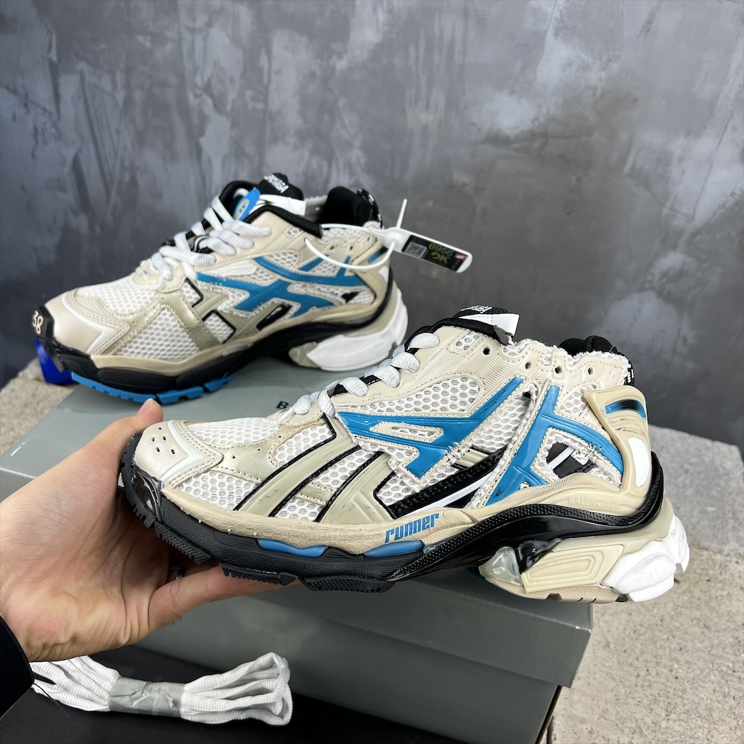 バレンシアガに似たスニーカースーパーコピー BALENCIAGA スポーツ 運動 軽量 メンズシューズ 高級品 カラフル ブルー_6