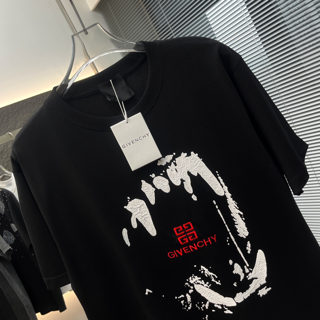 ジバンシィ激安通販コピー半袖Tシャツコットンブラック柔らかい軽い花柄ファッション_1