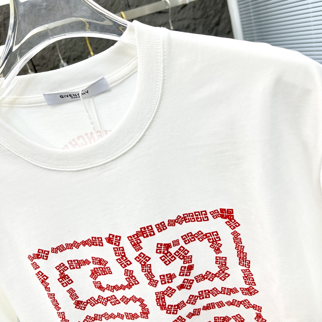 ジバンシィ2024新作コピー半袖Tシャツコットンホワイト柔らかい軽い花柄ファッション_4