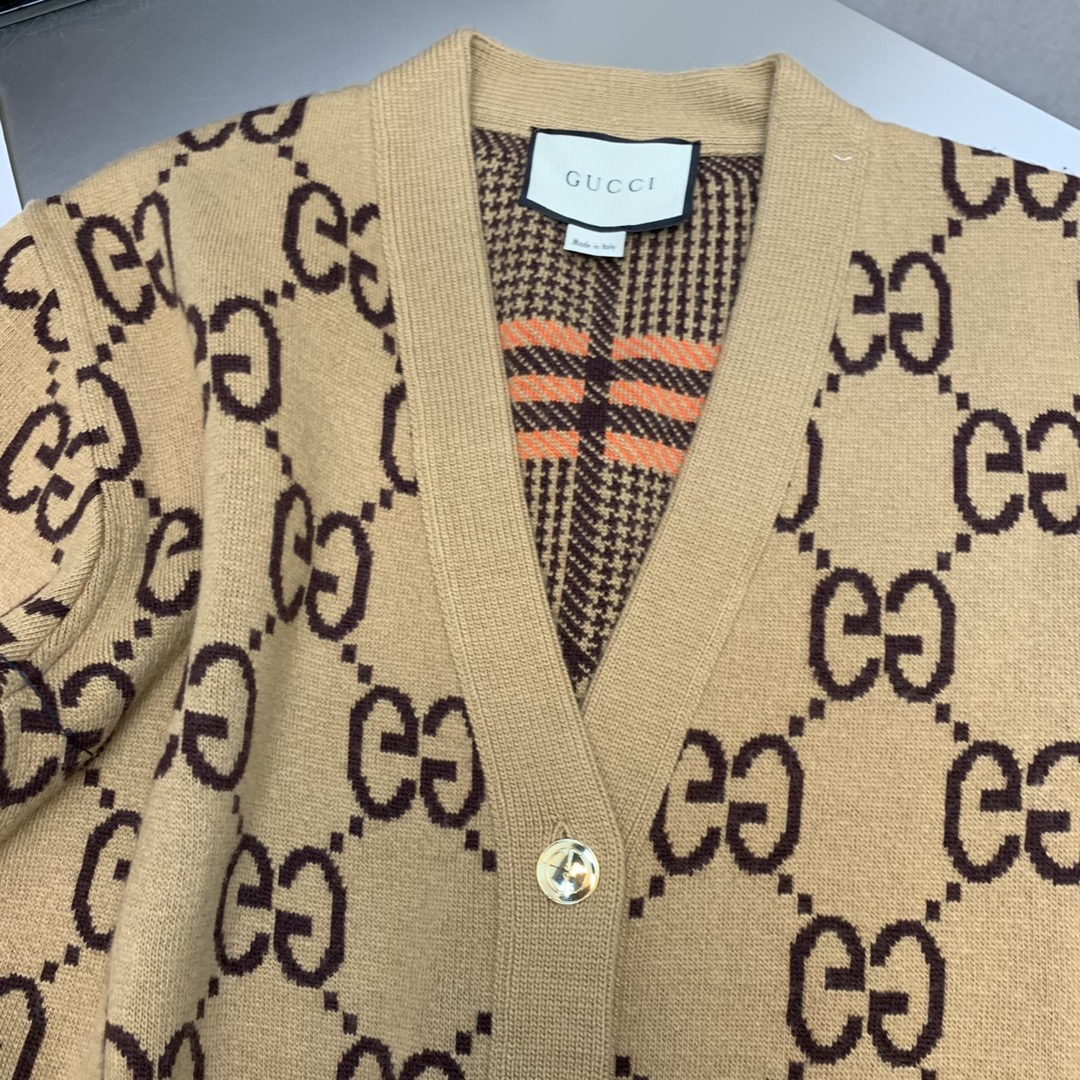 グッチアウターレディース激安通販 GUCCI 柔らかい セーターアウター 厚い 両面兼用 ファッション 男女兼用 イエロー_2