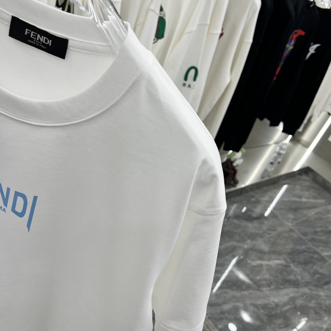 フェンディFENDI限定スーパーコピー半袖Tシャツコットンホワイト柔らかい花柄レディースメンズ_2