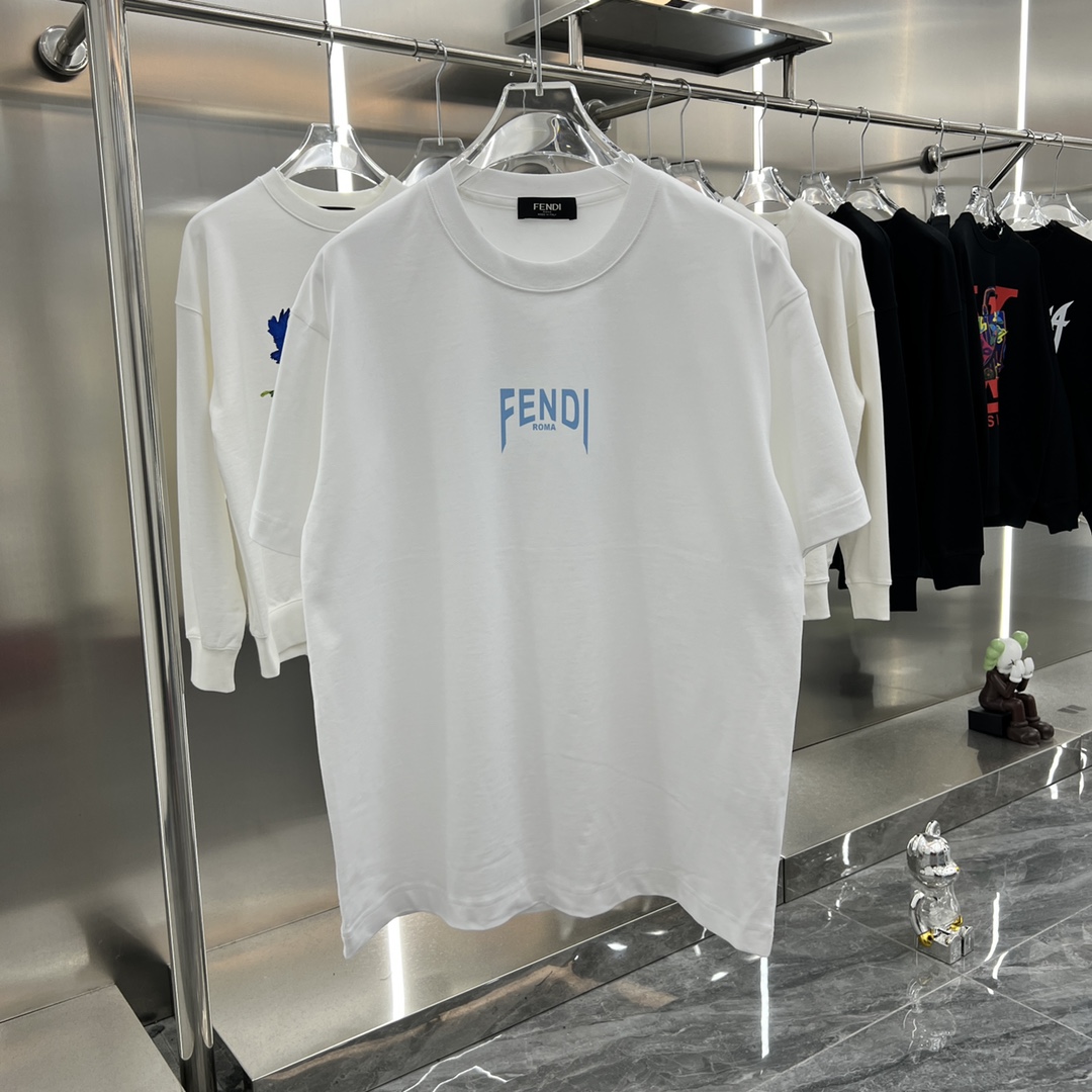 フェンディFENDI限定スーパーコピー半袖Tシャツコットンホワイト柔らかい花柄レディースメンズ_4