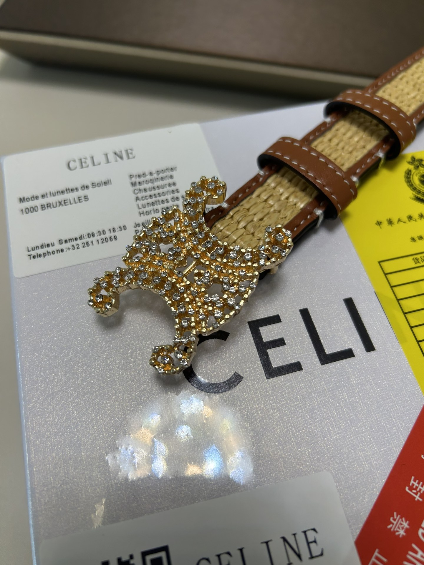 CELINEセリーヌ 縫い目激安通販 牛革 ビジネス 新品 プレゼント ダイヤモンド飾り ホワイト_6