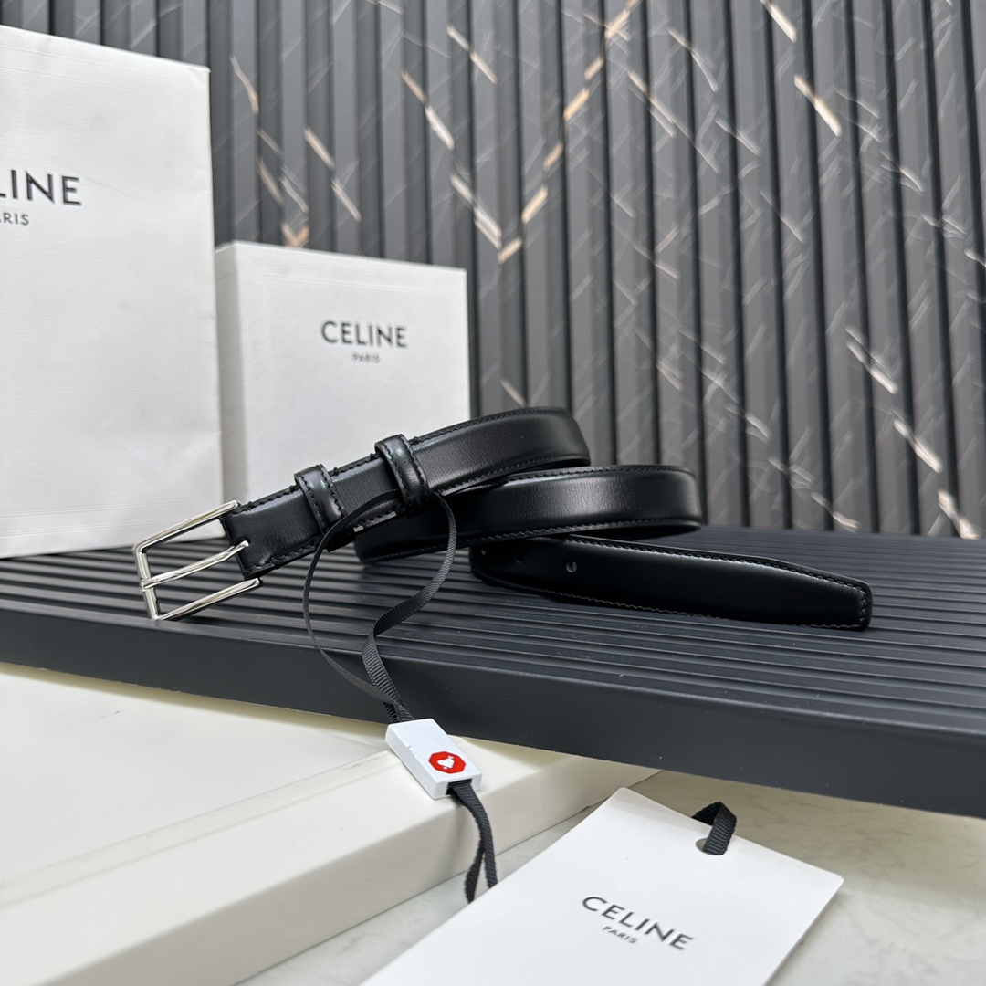 CELINEセリーヌ メンズベルト偽物 牛革 ビジネス 激安品 プレゼント シルバーバックル ブラック_6