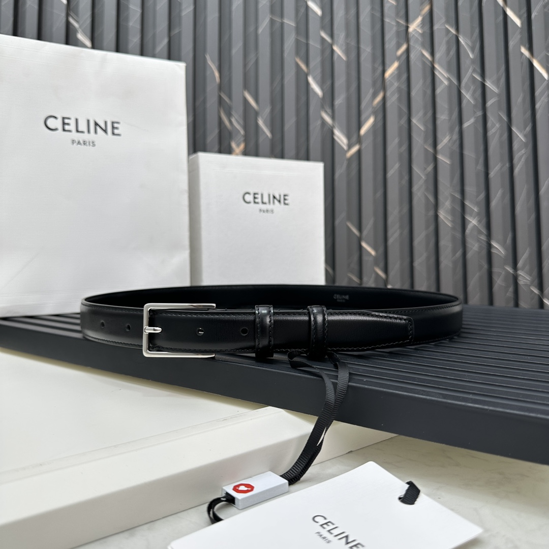 CELINEセリーヌ メンズベルト偽物 牛革 ビジネス 激安品 プレゼント シルバーバックル ブラック_7