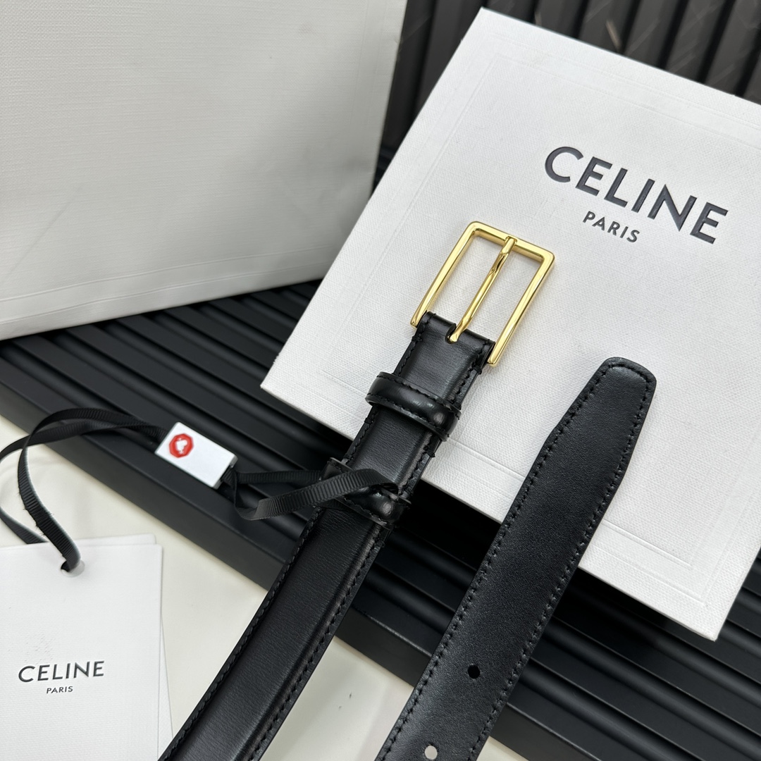 CELINEセリーヌ ベルト メルカリｎ級品 牛革 ビジネス 激安品 プレゼント ゴールドバックル ブラック_2