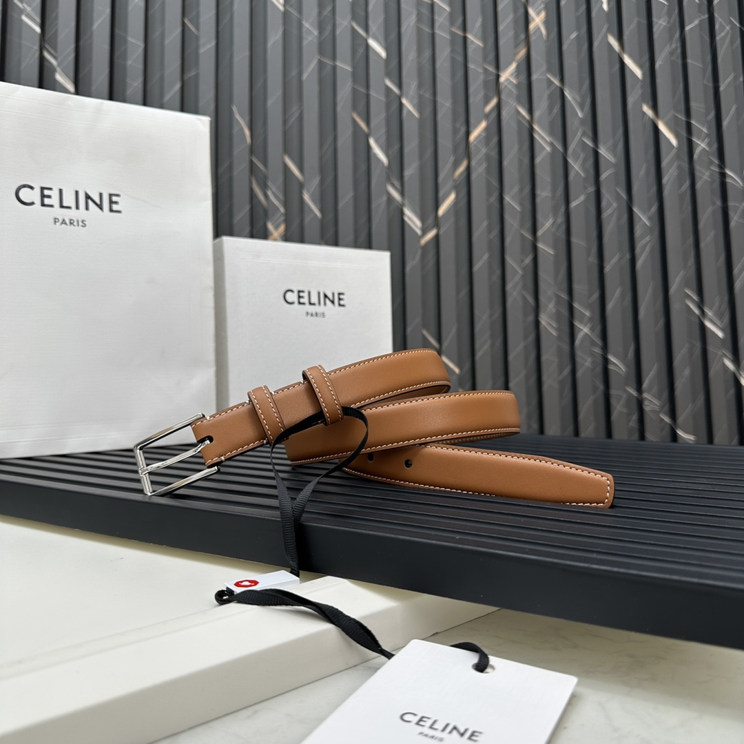 CELINEセリーヌ 輸入激安通販 牛革 ビジネス 激安品 プレゼント シルバーバックル ブラウン_3