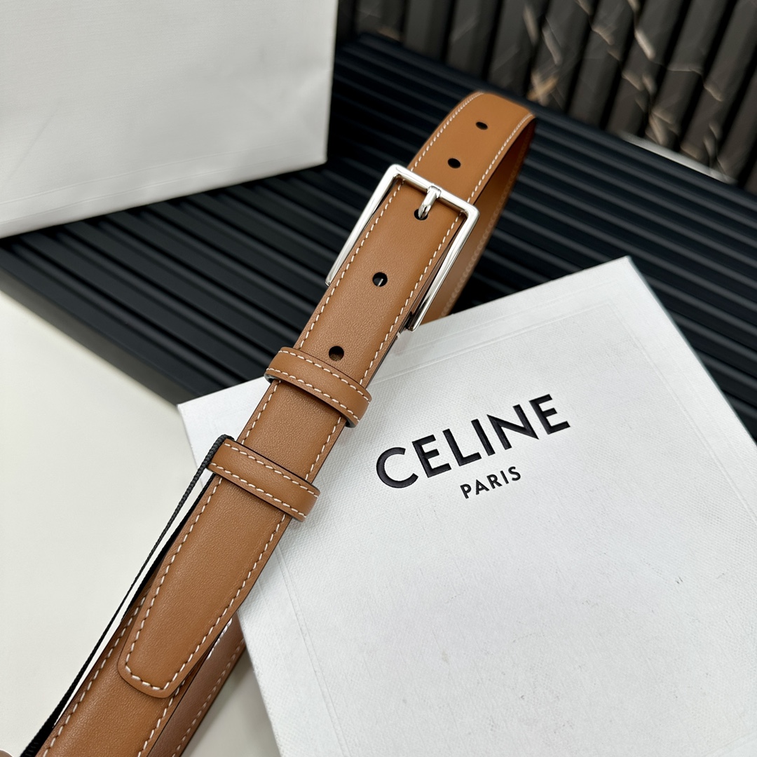 CELINEセリーヌ 輸入激安通販 牛革 ビジネス 激安品 プレゼント シルバーバックル ブラウン_5