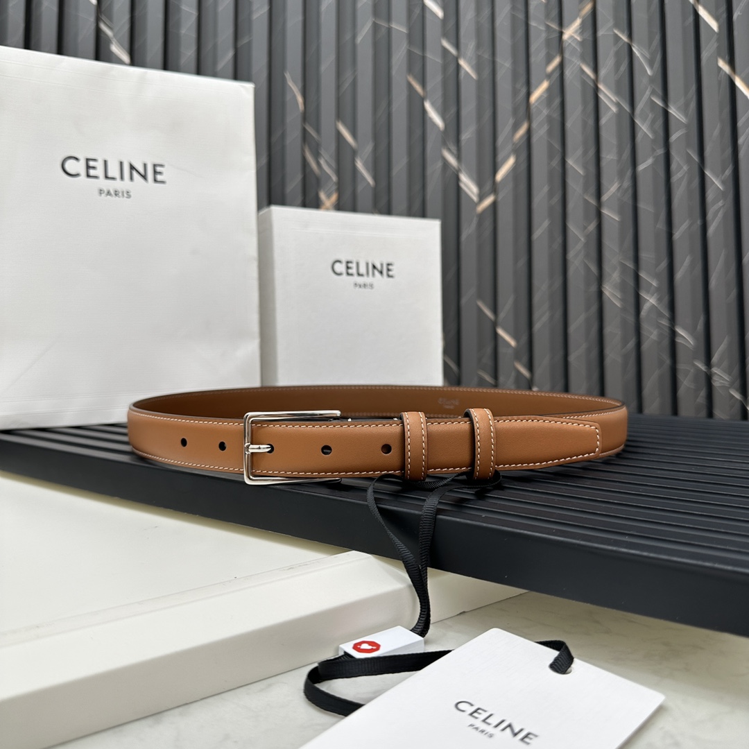 CELINEセリーヌ 輸入激安通販 牛革 ビジネス 激安品 プレゼント シルバーバックル ブラウン_8