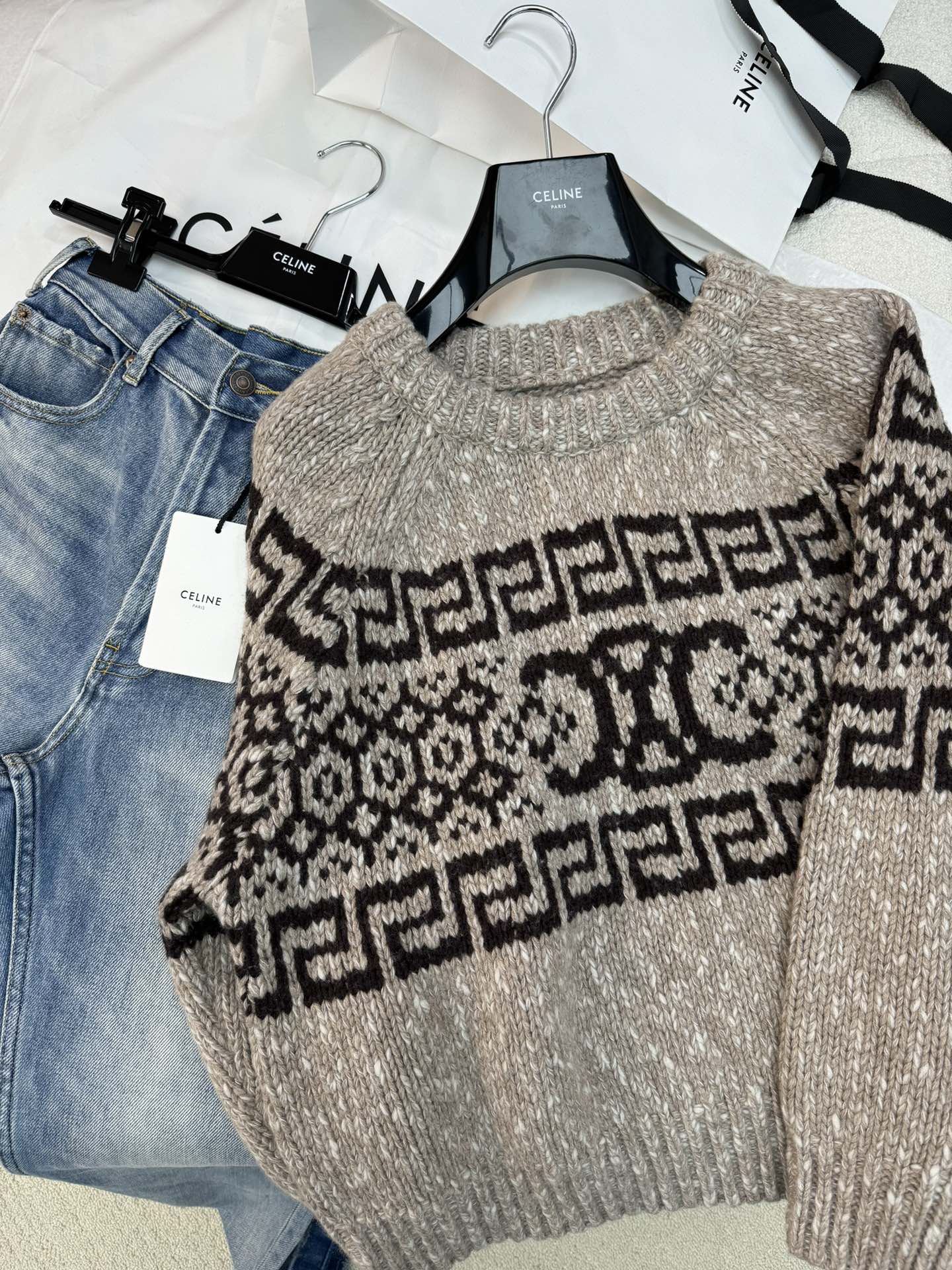 最安値人気セリーヌスウェットコピー トナカイ刺繍セーター100%のウール 	_2