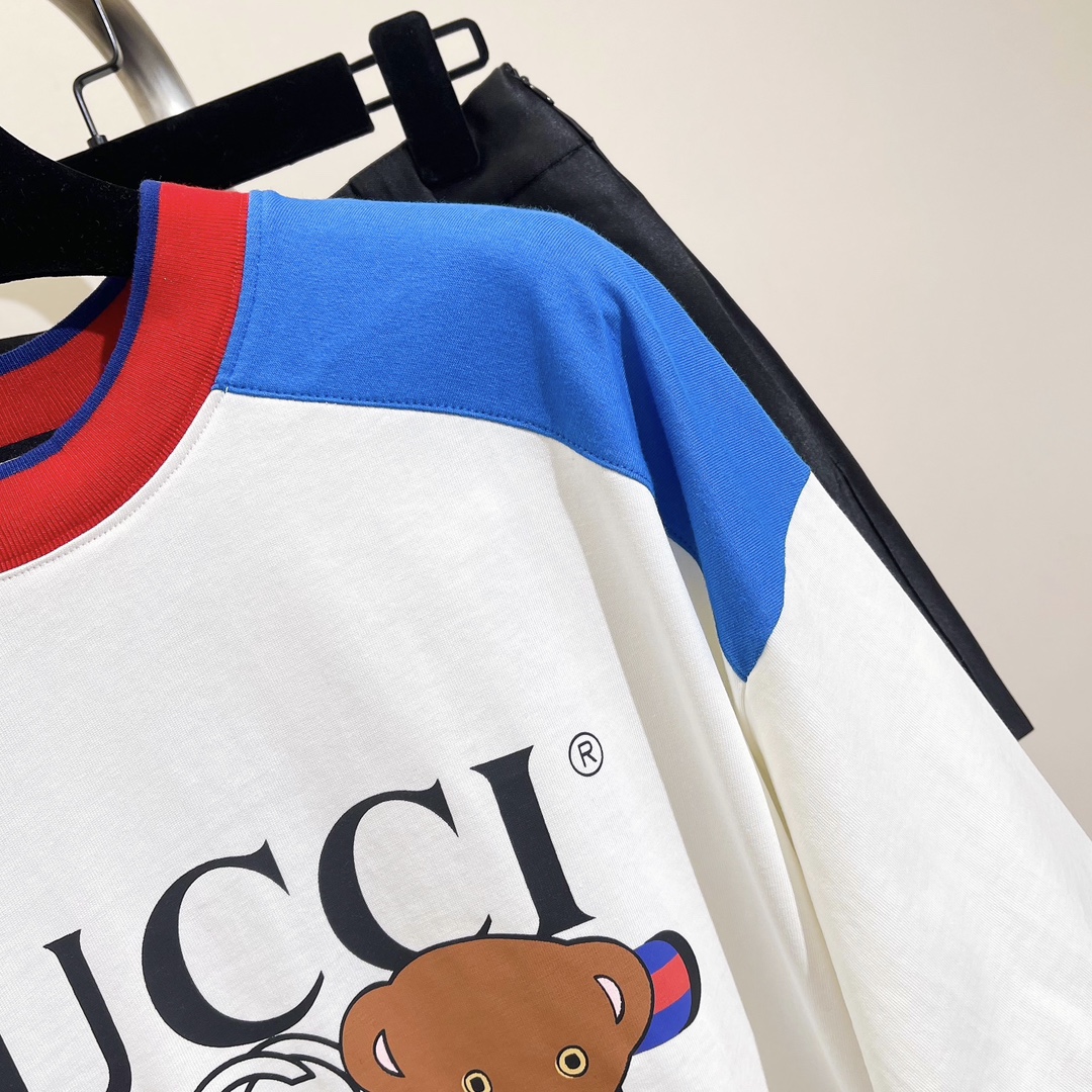 グッチ アイウェア偽物 Tシャツ クマとアルファベットのプリント_1