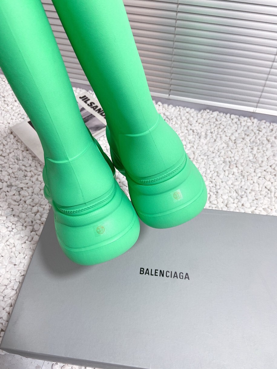 バレンシアガBALENCIAGA限定スーパーコピーシューズグリーンレザー厚い底レインブーツ6CM_5