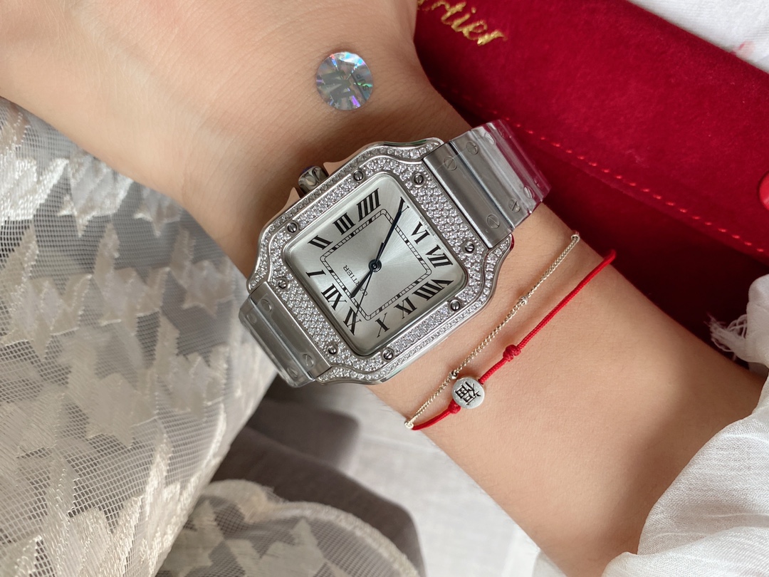 お勧め品‼腕時計カルティエ激安通販 キラキラ ダイヤモンド飾り ステンレス鋼 大人気ワッチ ホワイト_3