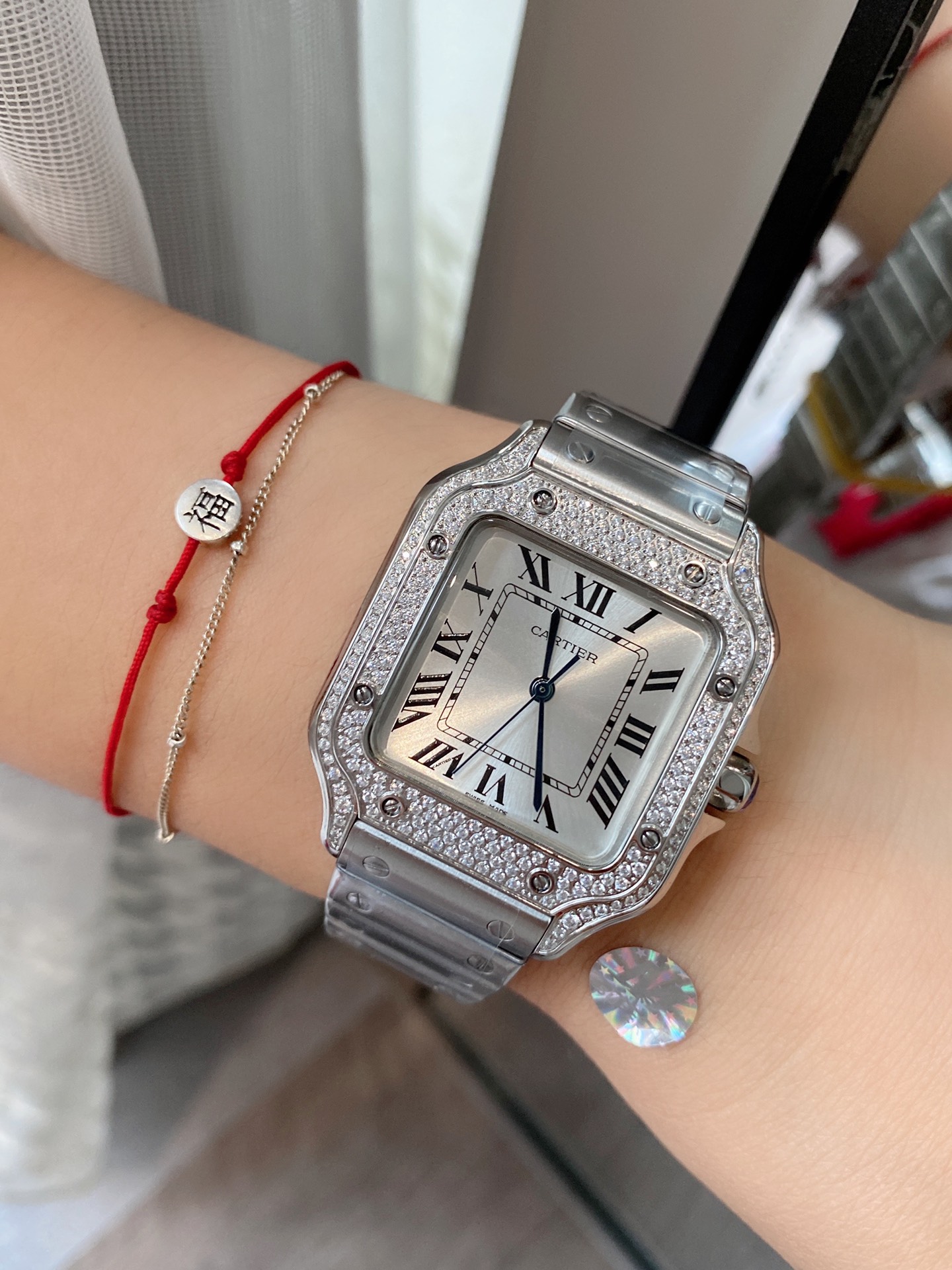 お勧め品‼腕時計カルティエ激安通販 キラキラ ダイヤモンド飾り ステンレス鋼 大人気ワッチ ホワイト_4