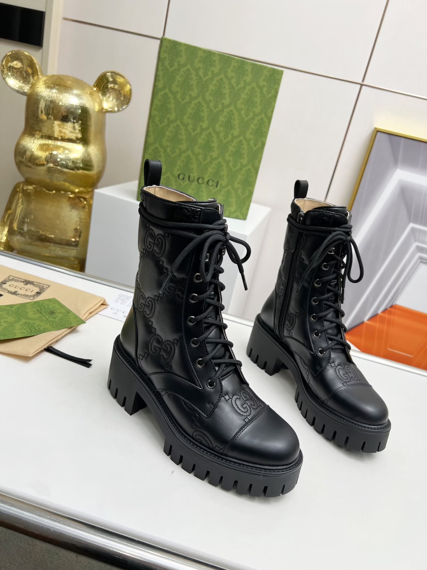 グッチ 子供靴ｎ級品 高品質 秋冬靴 ファッション レディースシューズ 3色可選 ブラック_2