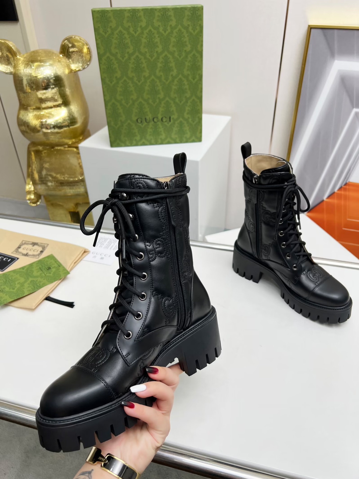 グッチ 子供靴ｎ級品 高品質 秋冬靴 ファッション レディースシューズ 3色可選 ブラック_3