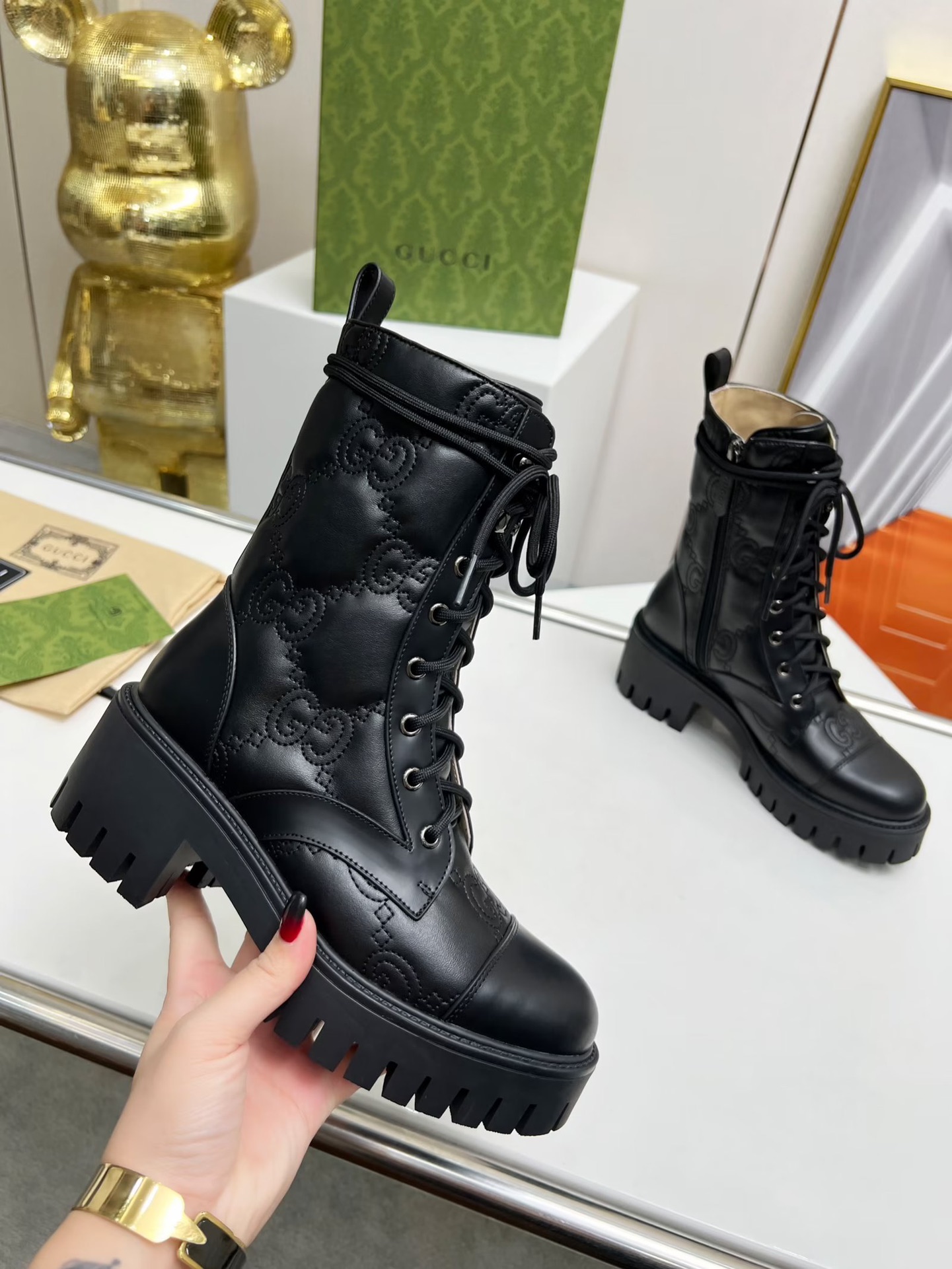 グッチ 子供靴ｎ級品 高品質 秋冬靴 ファッション レディースシューズ 3色可選 ブラック_5