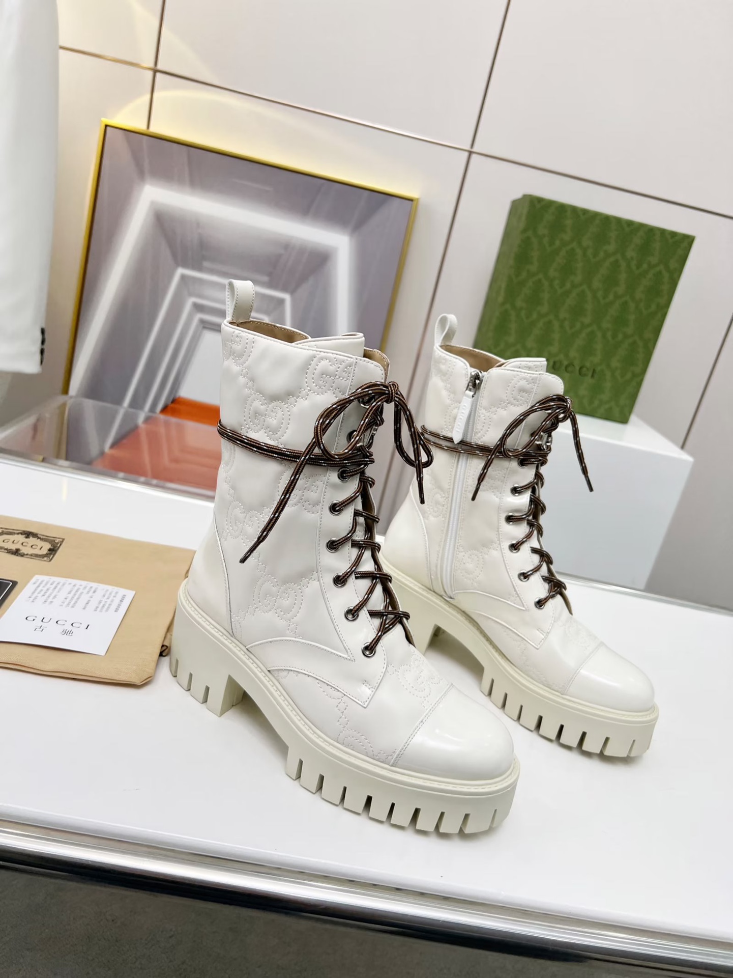 靴 グッチ激安通販 高品質 秋冬靴 ファッション レディースシューズ 3色可選 ホワイト_2