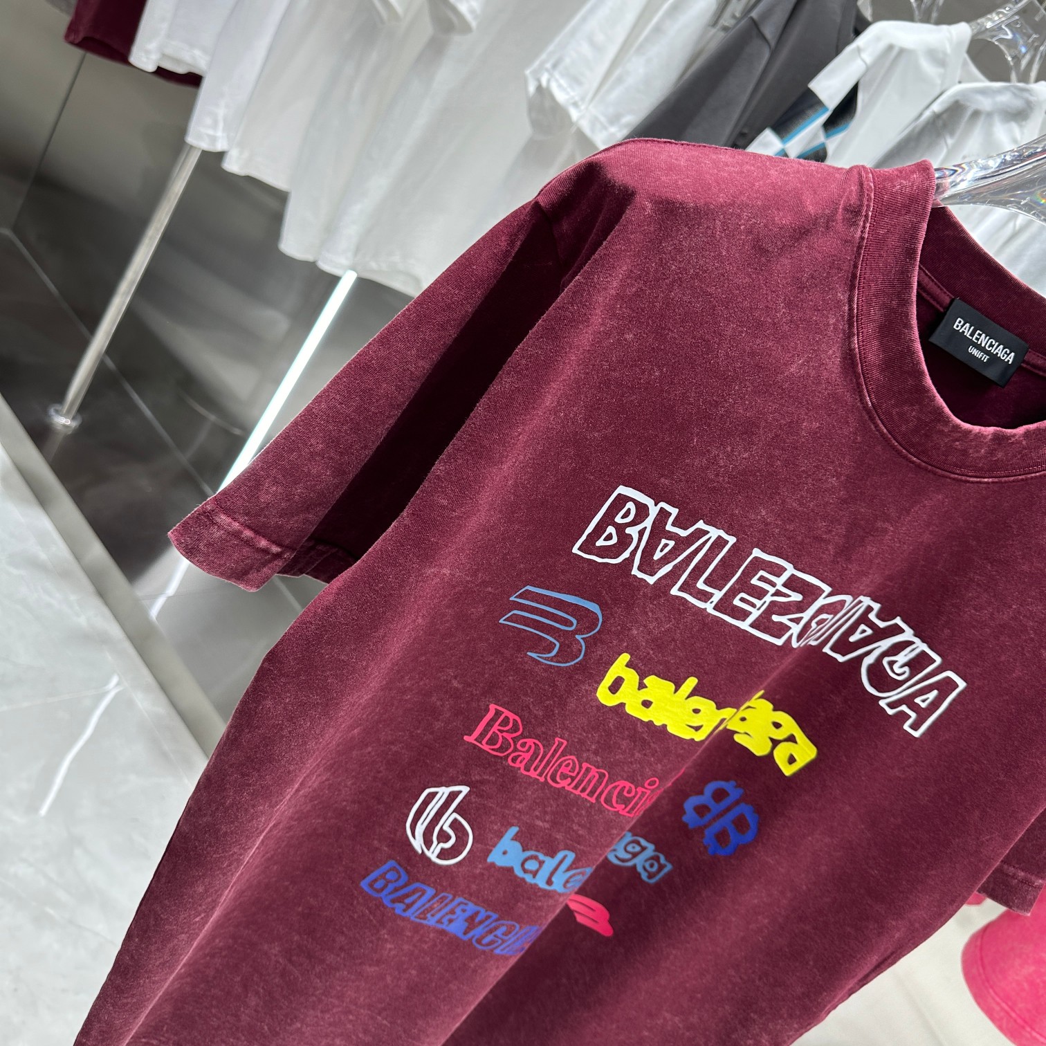 バレンシアガBALENCIAGA限定スーパーコピー半袖Tシャツコットンレッド柔らかい花柄レディースメンズ_4