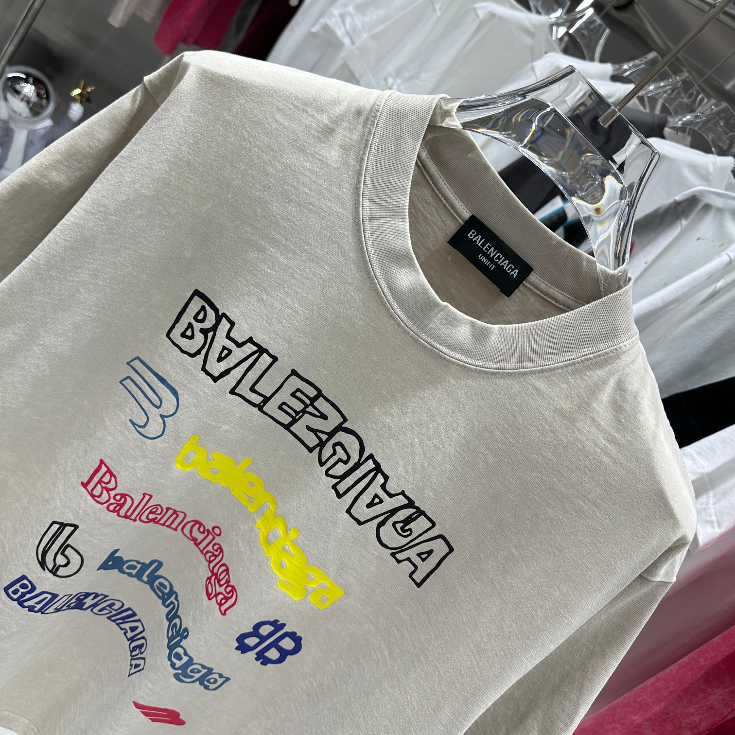 バレンシアガスーパーコピー半袖Tシャツコットングレー柔らかい花柄レディースメンズ_2