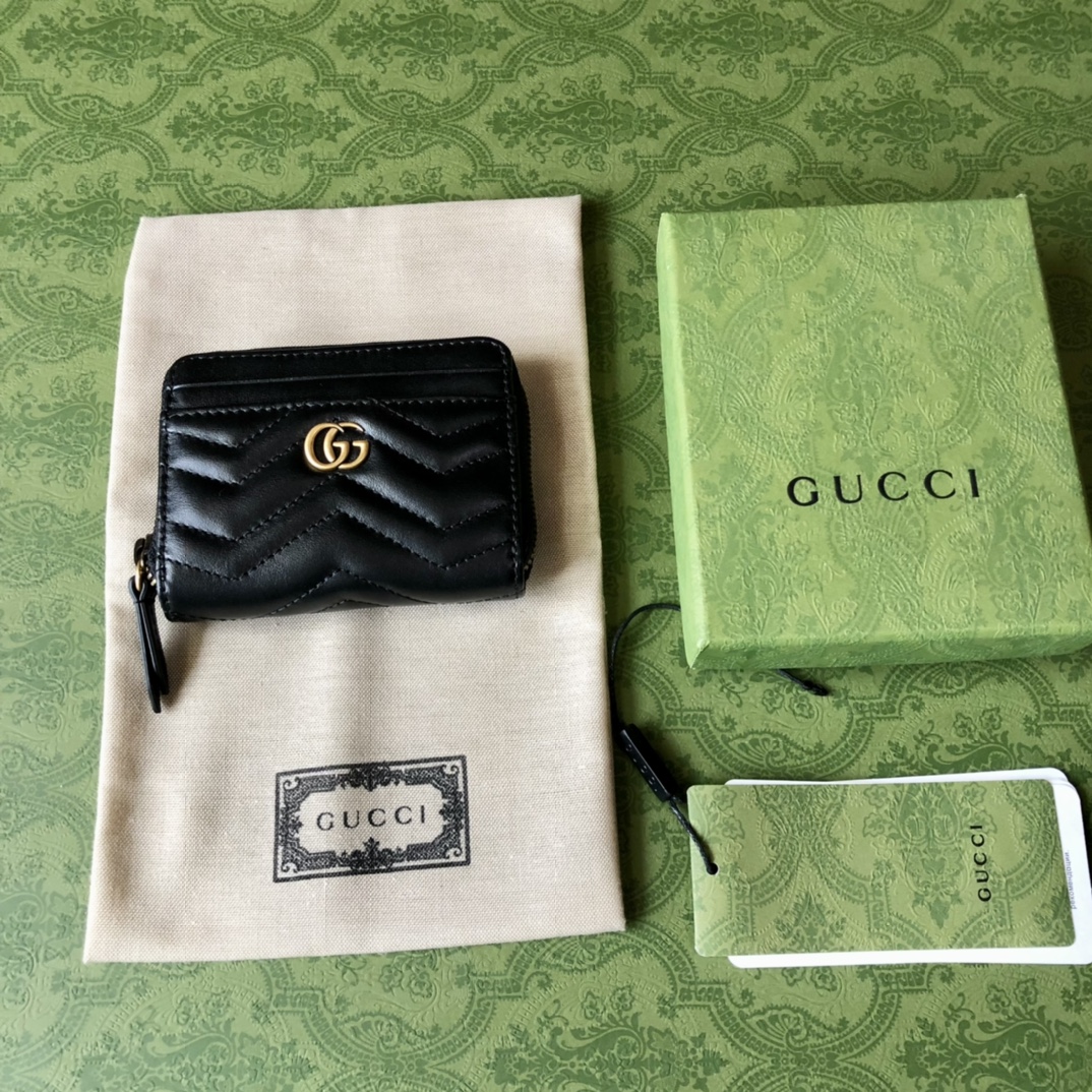 グッチGUCCI限定スーパーコピー財布レザーブラック高級ファッション二つ折り小銭入れ_1