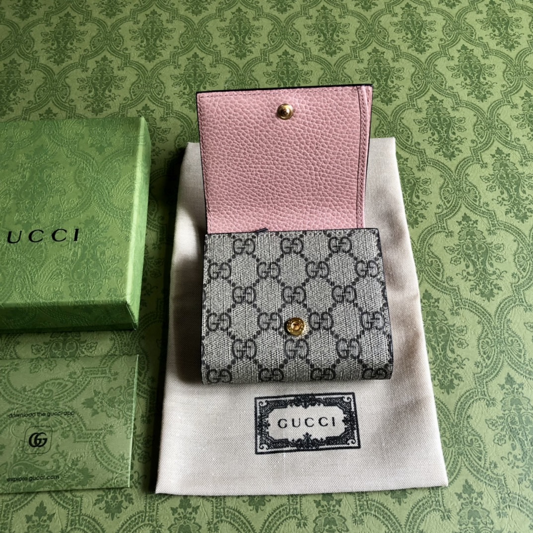 グッチn級品スーパーコピー財布レザーピンク高級ファッション二つ折り小銭入れ_6