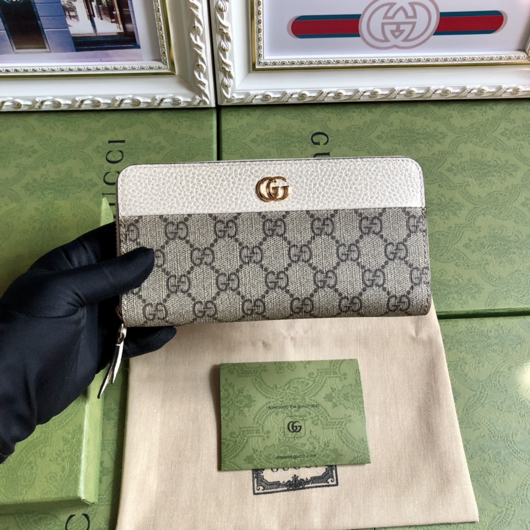 グッチGUCCI限定スーパーコピー財布レザーホワイト高級ファッション二つ折り小銭入れ_2