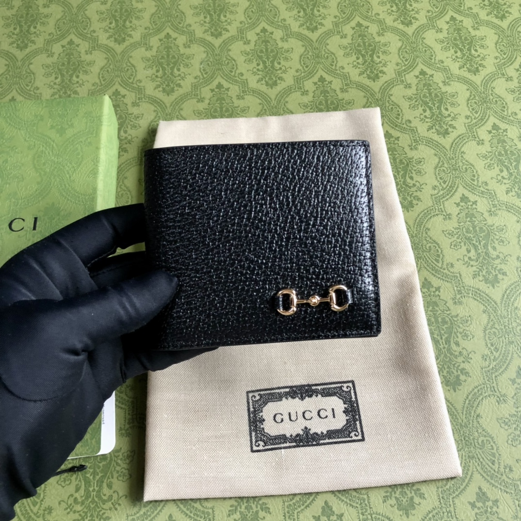 グッチn級品スーパーコピー財布レザーブラック高級ファッション二つ折り小銭入れ_2
