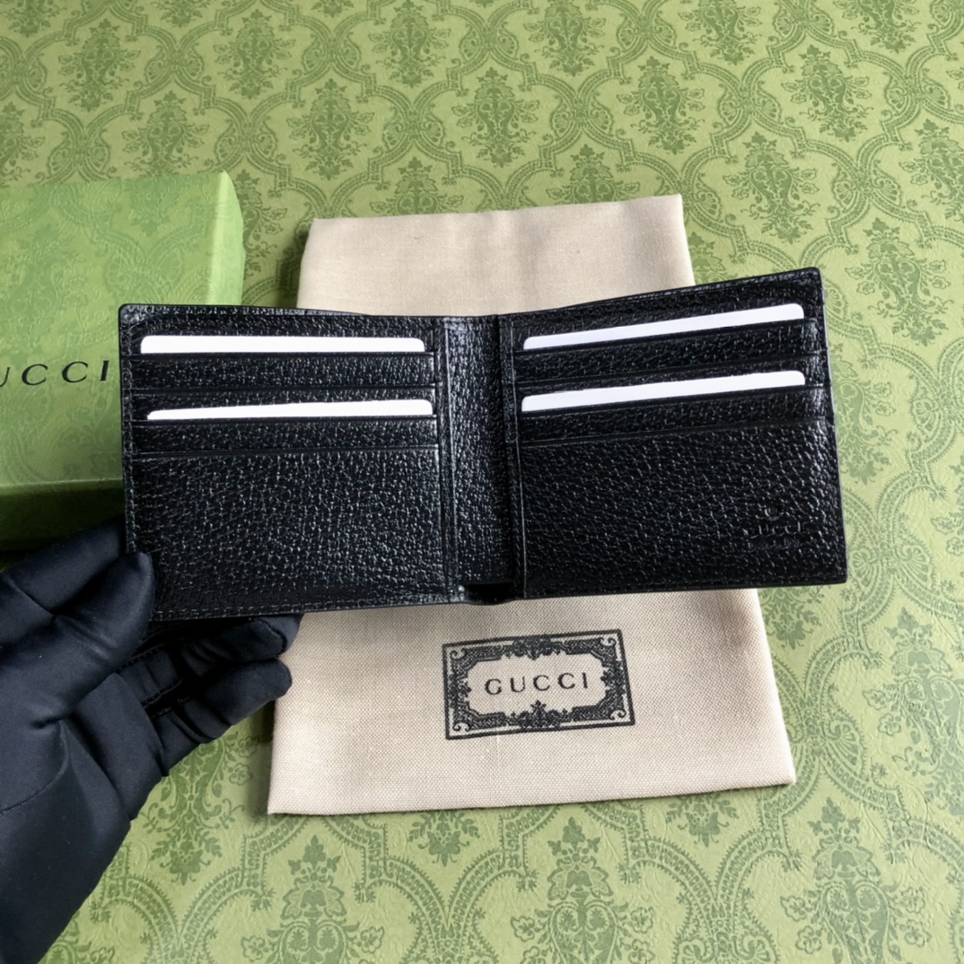 グッチn級品スーパーコピー財布レザーブラック高級ファッション二つ折り小銭入れ_6