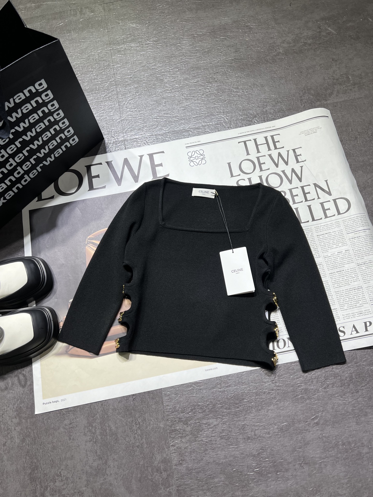 お勧め！セリーヌ シャツ レディースｎ級品 セーター トップス 純綿 暖かい シンプル ブラック_2