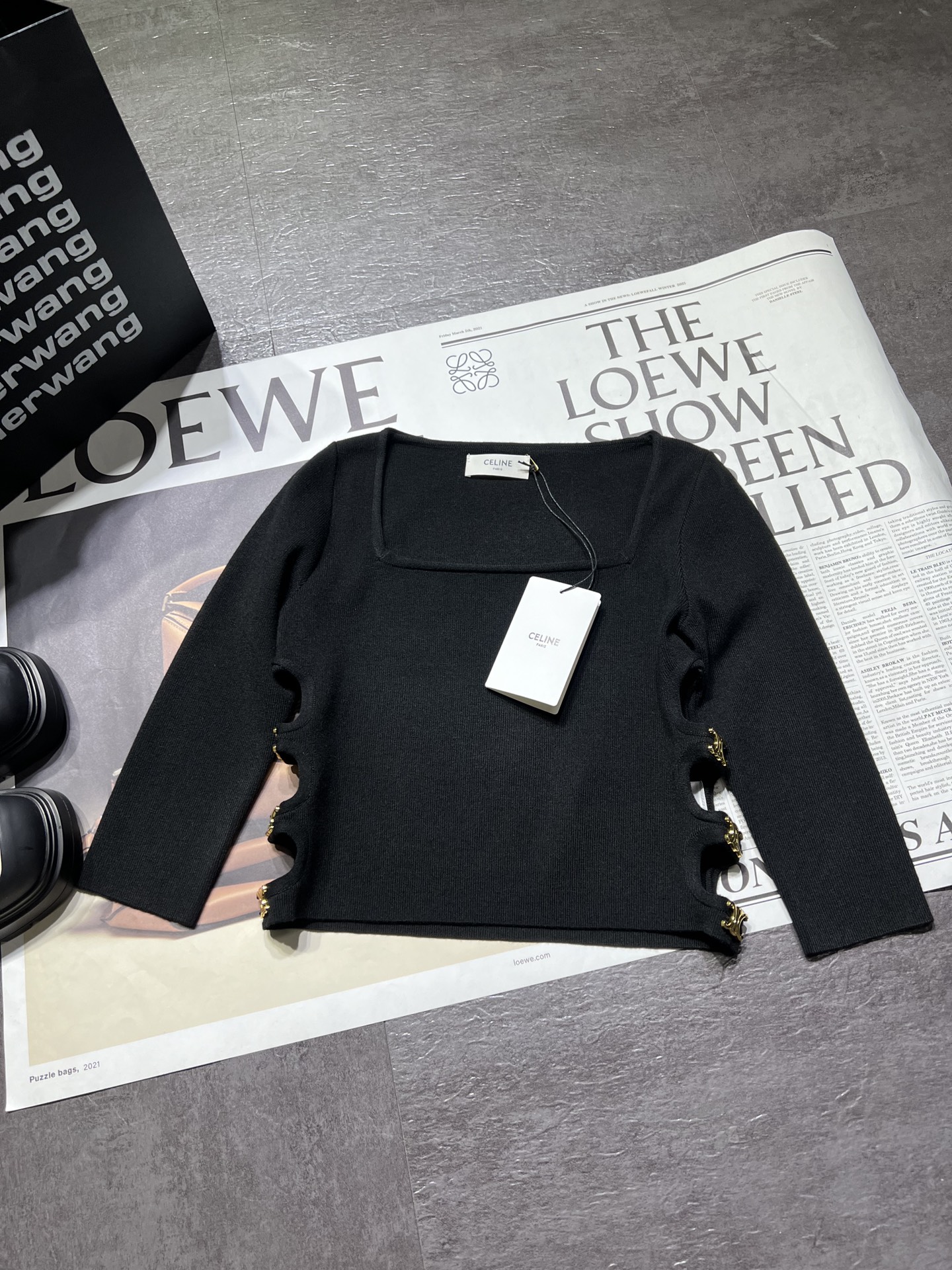 お勧め！セリーヌ シャツ レディースｎ級品 セーター トップス 純綿 暖かい シンプル ブラック_3