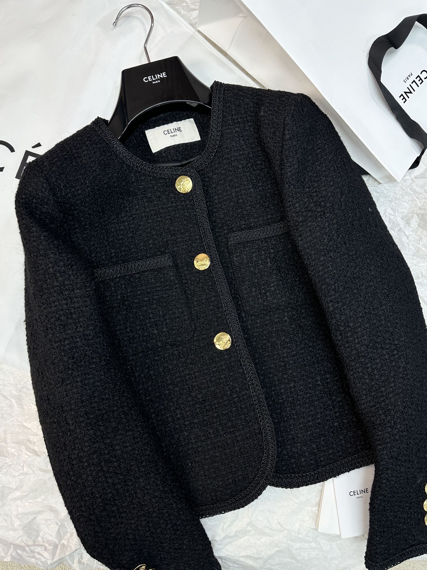 セリーヌ テーラード ジャケット メンズｎ級品 高級感 アウター おしゃれセーター 暖かい 柔らかい 品質保証 ブラック_1