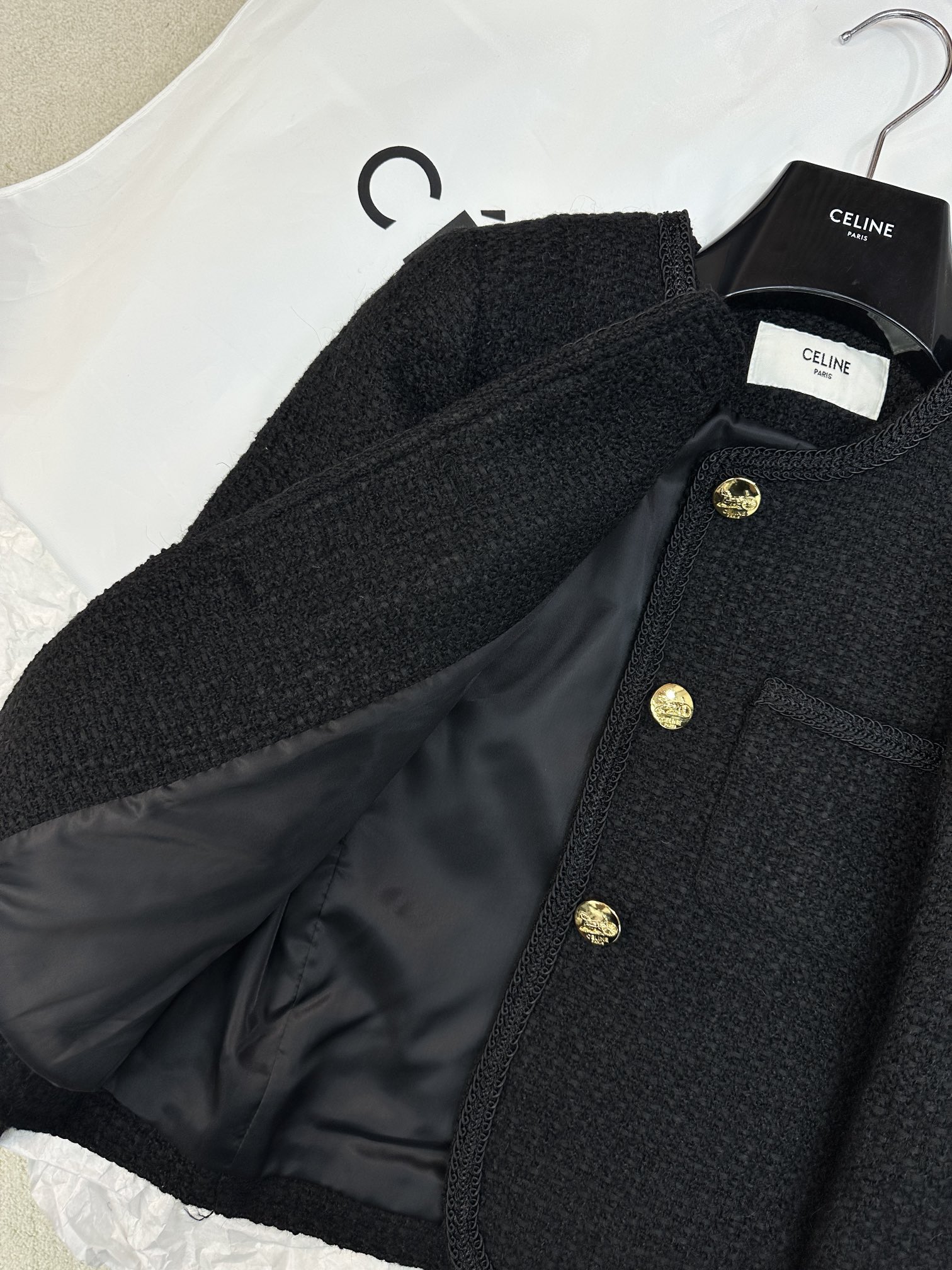 セリーヌ テーラード ジャケット メンズｎ級品 高級感 アウター おしゃれセーター 暖かい 柔らかい 品質保証 ブラック_2