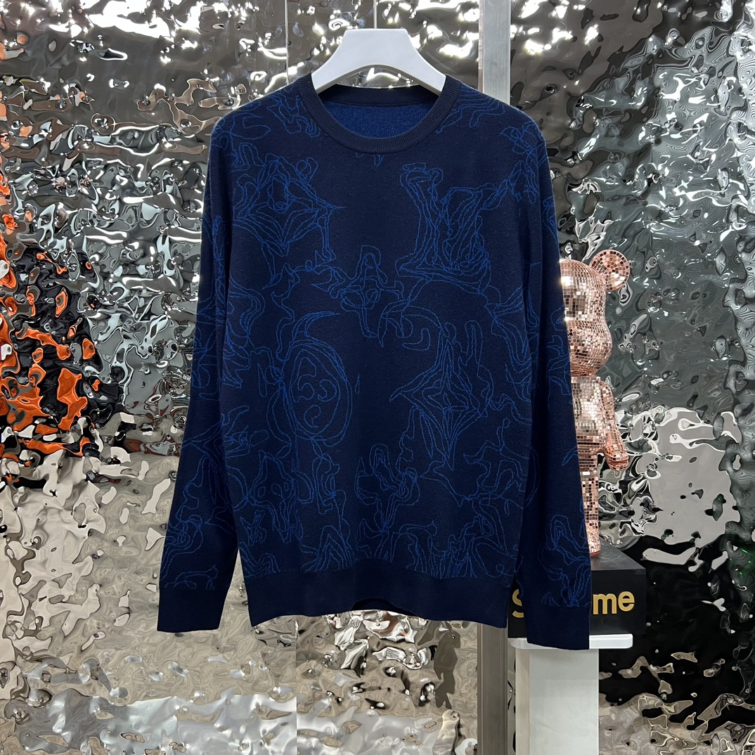 ルイヴィトンのシャツスーパーコピー セータートップス ファッション 暖かい 柔らかい ブルー_1