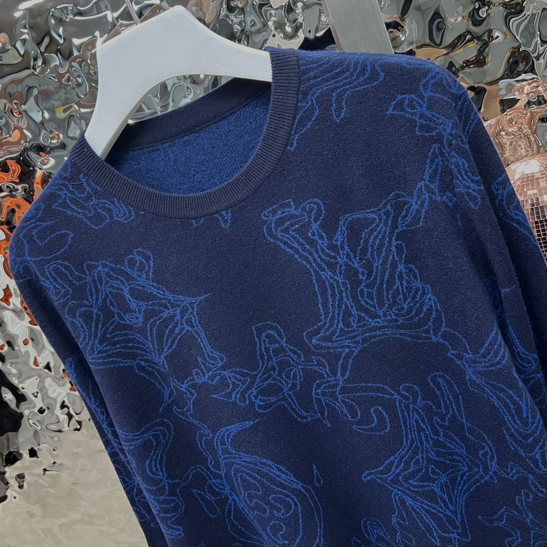 ルイヴィトンのシャツスーパーコピー セータートップス ファッション 暖かい 柔らかい ブルー_3